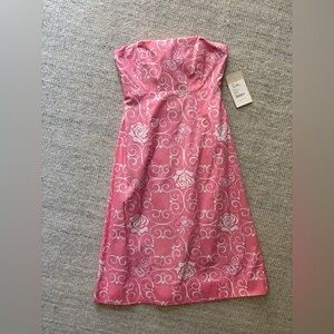 Lilly Pulitzer Pink Strapless Dress with White Floral Pattern